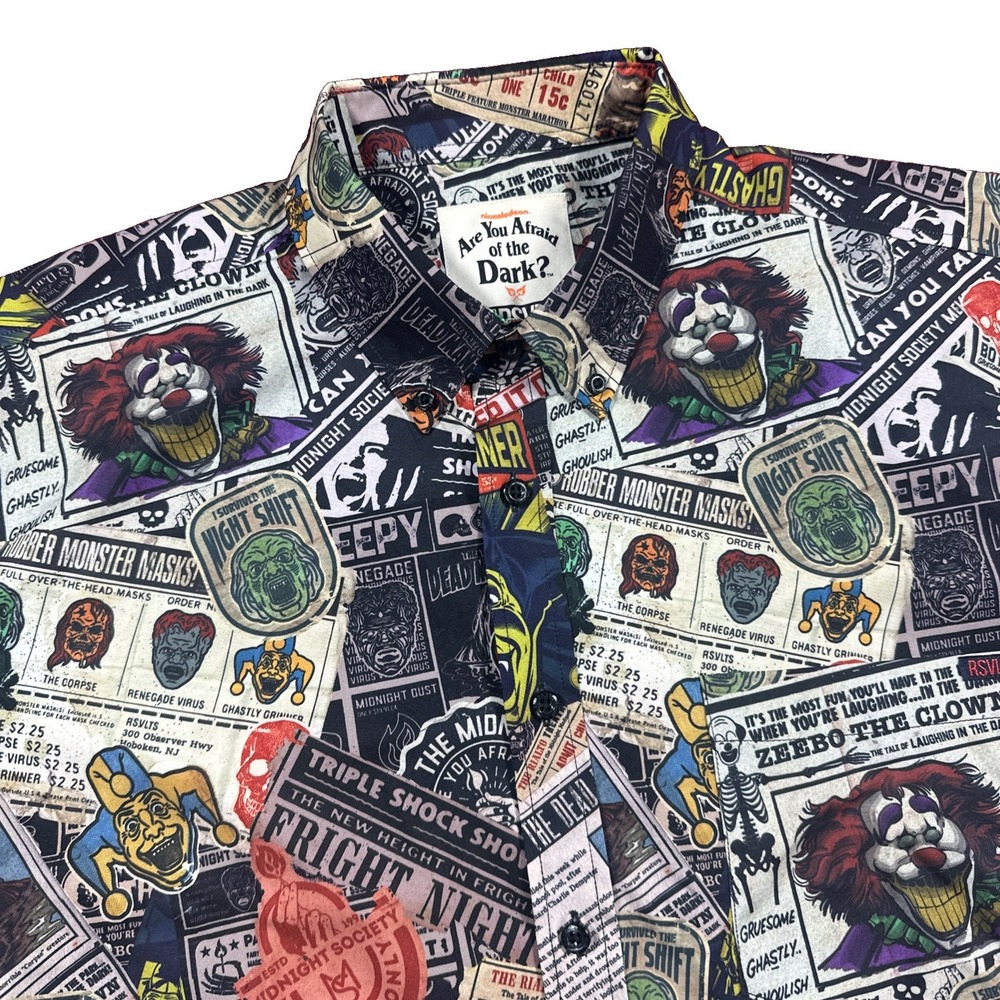 RSVLTS Roosevelts Mens L  Are You Afraid of the Dark? Button Down Shirt